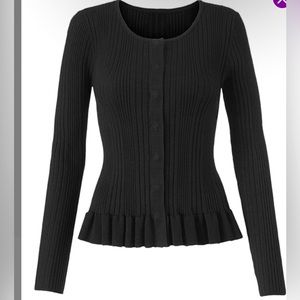 CABI Black Ribbed Party Cardigan
